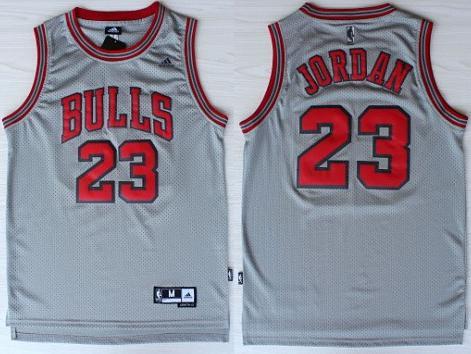Chicago Bulls 23 Michael Jordan Grey NBA Jerseys