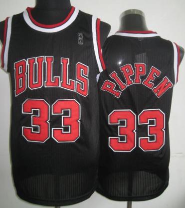 Chicago Bulls 33 Scottie Pippen Black Hardwood Classics Revolution 30 NBA Jerseys Cheap