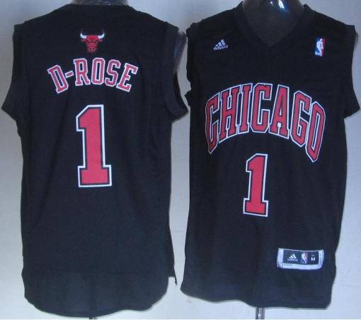 Chicago Bulls 1 D-ROSE Fashion Black Revolution 30 Swingman NBA Jerseys Cheap