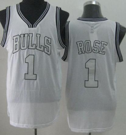 Chicago Bulls 1 Derrick Rose White Revolution 30 NBA Basketball Jerseys Silver Number Cheap