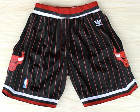 Chicago Bulls Black Red Strip Swingman NBA Shorts