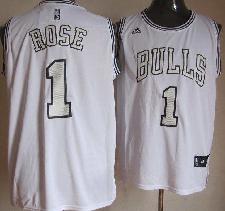 Chicago Bulls 1 Derrick Rose White Revolution 30 Swingman NBA Jerseys Silver Number Cheap