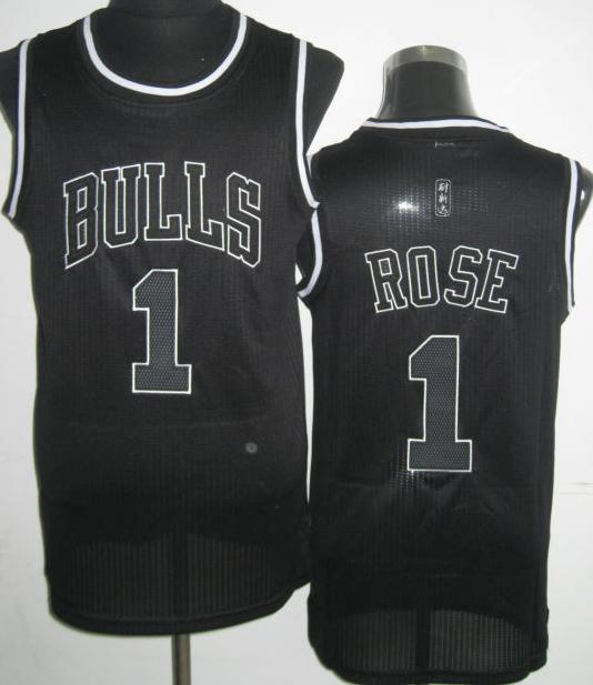 Chicago Bulls 1 Derrick Rose Black Revolution 30 NBA Jerseys Black Number Cheap