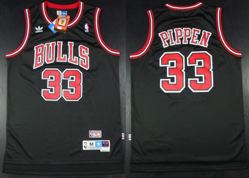 Chicago Bulls 33 Scottie Pippen Black NBA Jerseys