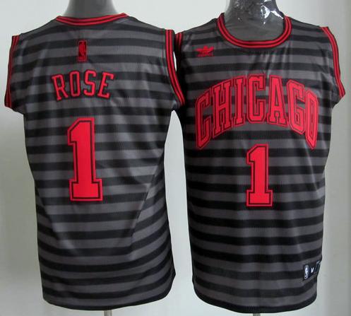 Chicago Bulls 1 Derrick Rose Grey Whith Black Strip Revolution 30 Swingman NBA Jerseys Cheap