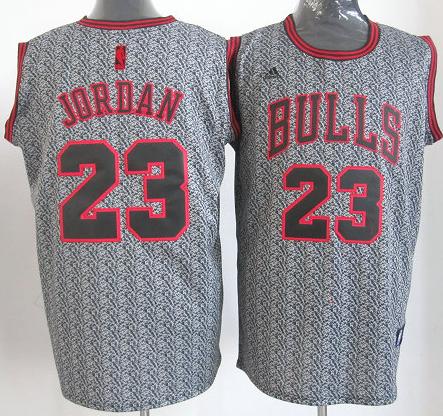 Chicago Bulls 23 Michael Jordan Grey Static Fashion Swingman NBA Jersey Cheap
