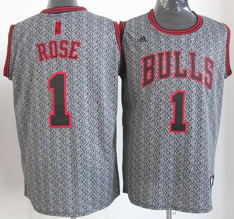 Chicago Bulls 1 Derrick Rose Grey Static Fashion Swingman NBA Jersey Cheap