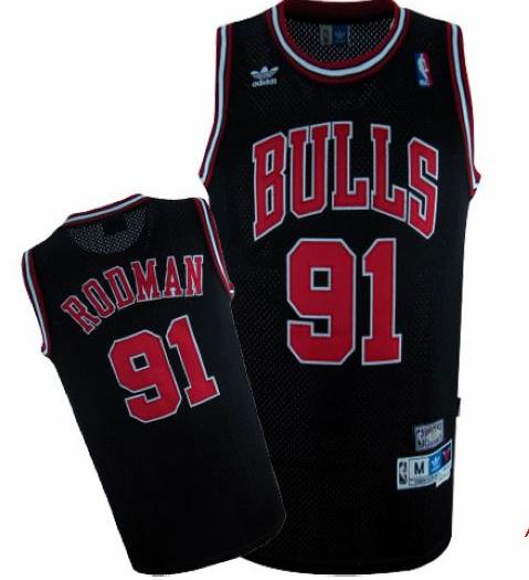 Chicago Bulls 91 Rodman Black NBA Jerseys