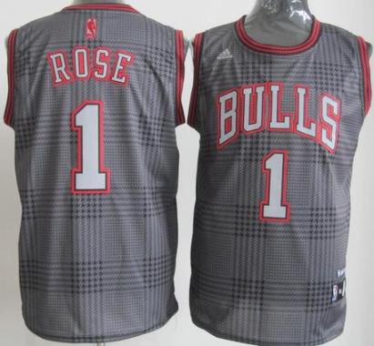 Chicago Bulls 1# Derrick Rose Grey Rhythm Fashion Jersey