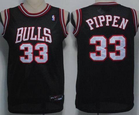 Chicago Bulls 33 Pippen Black(White Number)NBA Jerseys Cheap