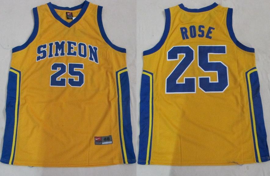 Simeon High School 25 Derrick Rose Yellow Jersey Cheap