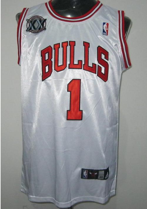 Chicago Bulls 1 Derek Rose White 20th Jersey Cheap