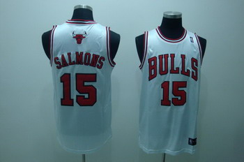 Chicago Bulls 15 Salmons White Jerseys