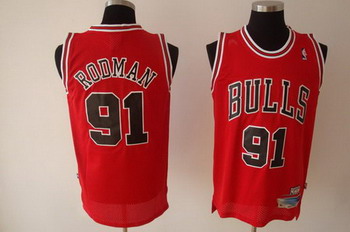 Chicago Bulls 91 RODMAN red SWINGMAN jerseys Cheap