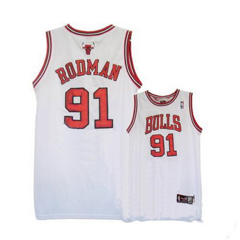 Chicago Bulls 91 RODMAN white jerseys Cheap