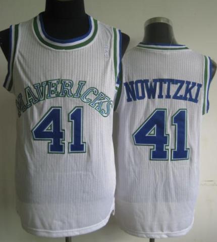 Dallas Mavericks 41 Dirk Nowitzki White Hardwood Classics Revolution 30 NBA Jerseys Cheap