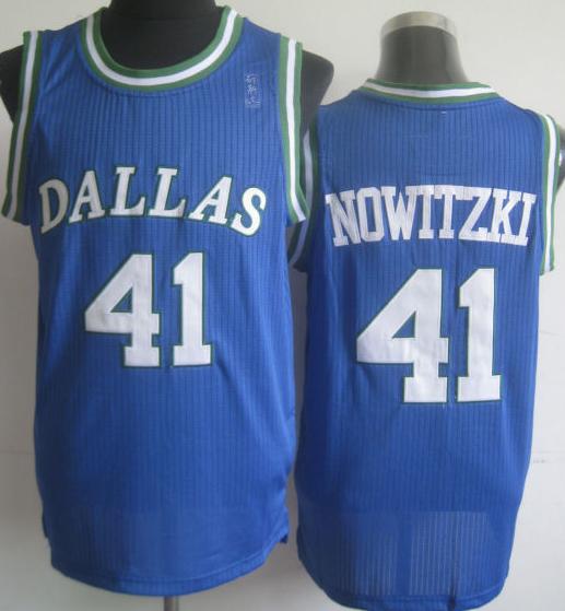 Dallas Mavericks 41 Dirk Nowitzki Blue Hardwood Classics Revolution 30 NBA Jerseys Cheap