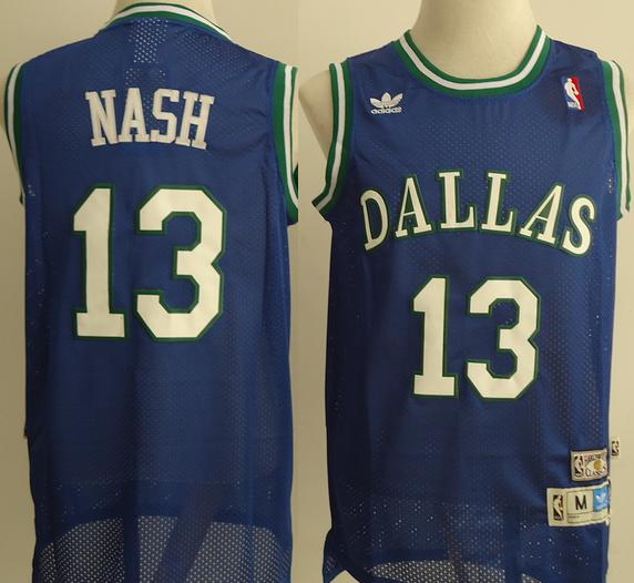 Dallas Mavericks 13 Steve Nash Blue Throwback M&N NBA Jerseys Cheap