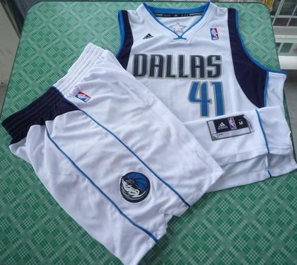 Dallas Mavericks 41 Dirk Nowitzki White Revolution 30 Swingman Jersey & Shorts Suit Cheap