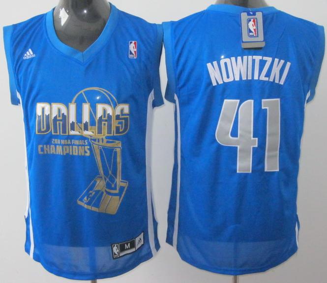 Dallas Mavericks 41 Dirk Nowitzki Light Blue 2011 Finals Champions Jersey Cheap