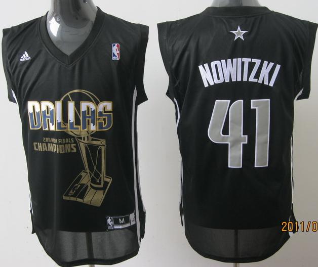Dallas Mavericks 41 Dirk Nowitzki Black 2011 Finals Champions Jersey Cheap