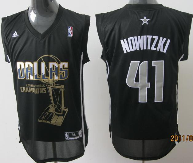 Dallas Mavericks 41 Dirk Nowitzki Black 2011 Finals Champions Jersey