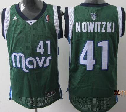 Dallas Mavericks 41 Dirk Nowitzki Green Swingman Jersey