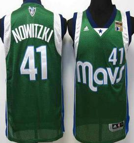 2011 NBA Champions Dallas Mavericks 41 Dirk Nowitzki Green Swingman Jersey Cheap