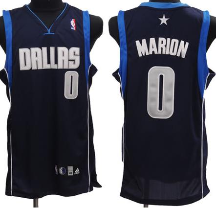 Dallas Mavericks 0 Marion Dark Blue Jersey