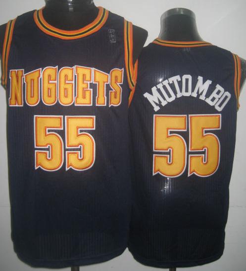 Denver Nuggets 55 Dikembe Mutombo Blue Hardwood Classics Revolution 30 NBA Jerseys Cheap