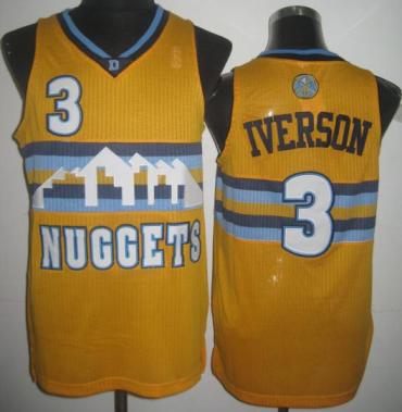 Denver Nuggets 3 Allen Iverson Yellow Revolution 30 NBA Jersey Cheap