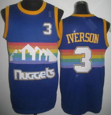 Denver Nuggets 3 Allen Iverson Blue Revolution 30 NBA Jersey Cheap