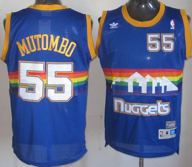 Denver Nuggets 55 Dikembe Mutombo Blue Soul Swingman NBA Jersey