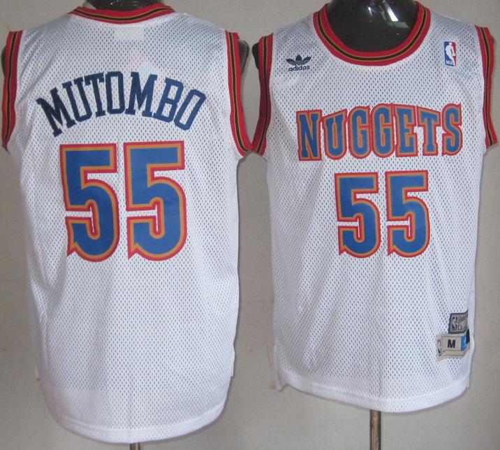 Denver Nuggets 55 Dikembe Mutombo White Soul Swingman NBA Jersey Cheap