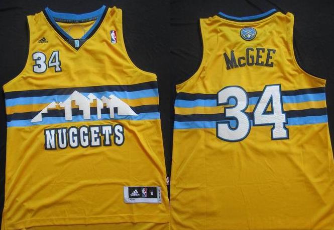 Denver Nuggets 34 JaVale McGee Yellow Revolution 30 Swingman NBA Jerseys