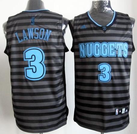 Denver Nuggets 3 Ty Lawson Grey Whith Black Strip Revolution 30 Swingman NBA Jerseys Cheap