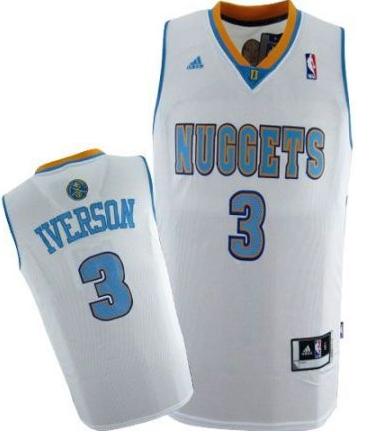 Denver Nuggets #3 Allen Iverson White Revolution 30 Swingman NBA Jersey Cheap