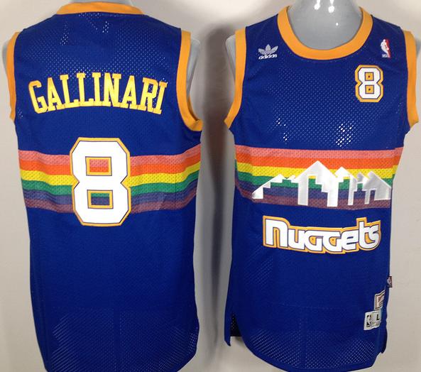 Denver Nuggets #8 Gallinari Soul Swingman Stitched Blue Rainbow Throwback Jersey