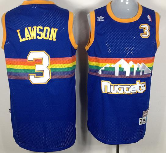 Denver Nuggets #3 Lawson Soul Swingman Stitched Blue Rainbow Throwback Jersey Cheap