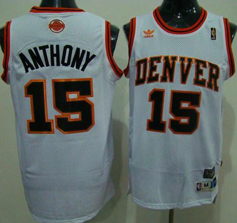Denver Nuggets 15 Carmelo Anthony White Throwback Jerseys Cheap