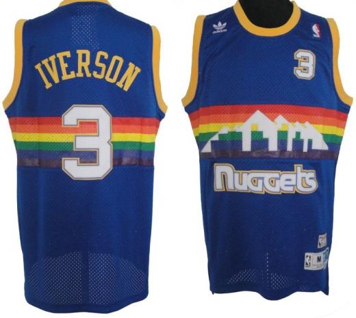 Denver Nuggets #3 Allen Iverson Soul Swingman Stitched Blue M&N Jersey Cheap
