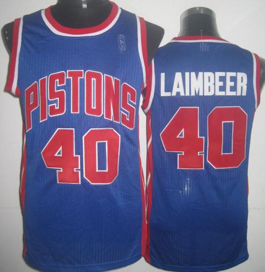 Detroit Pistons 40 Bill Laimbeer Blue Hardwood Classics Revolution 30 NBA Jerseys