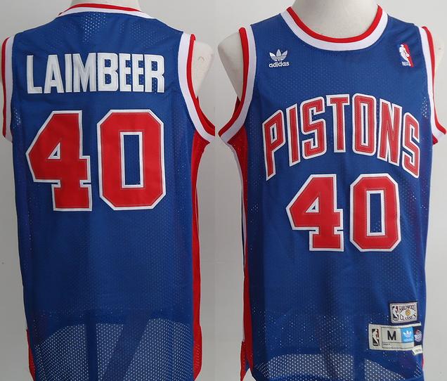 Detroit Pistons 40 Bill Laimbeer Blue Throwback M&N NBA Jersey