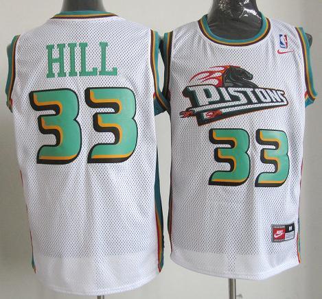 Detroit Pistons 33# Grant Hill Soul Swingman Stitched White NBA Jersey