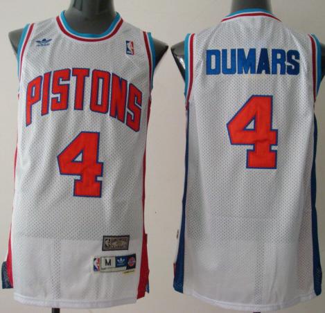 Detroit Pistons 4 Joe Dumars White Throwback NBA Jerseys