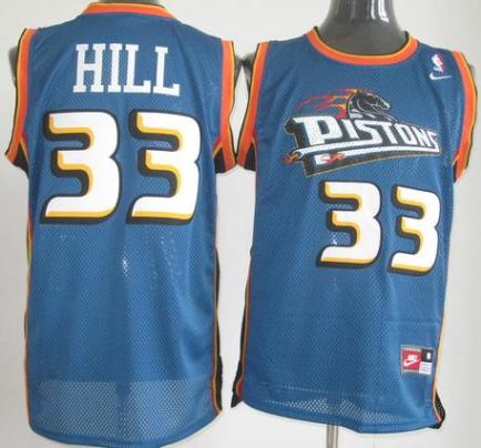 Detroit Pistons 33# Grant Hill Soul Swingman Stitched Blue NBA Jerseys Cheap