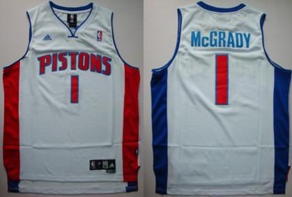 Detroit Pistons 1 Tracy McGrady White Jersey