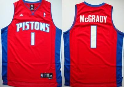Detroit Pistons 1 Tracy McGrady Red Jersey