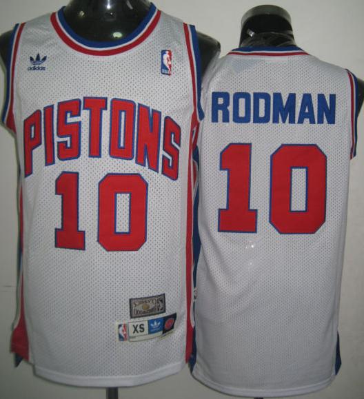 Detroit Pistons 10 Rodman White Jersey Cheap