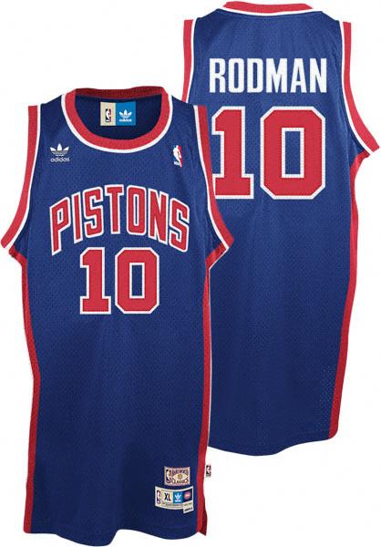 Detroit Pistons 10 Rodman Blue Jersey
